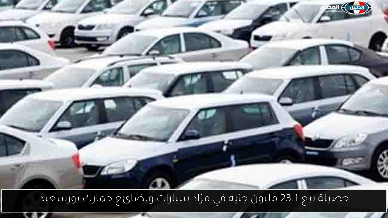 حصيلة بيع 23.1 مليون جنيه في مزاد سيارات وبضائع جمارك بورسعيد