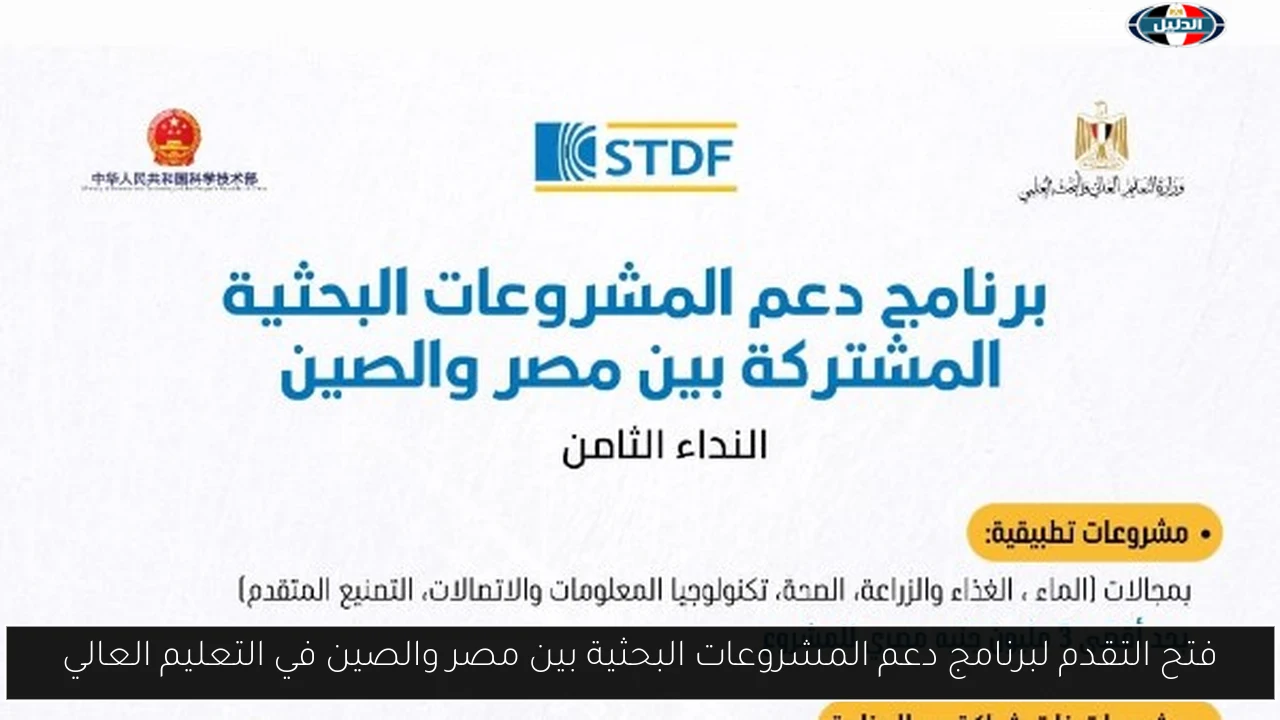 فتح التقدم لبرنامج دعم المشروعات البحثية بين مصر والصين في التعليم العالي