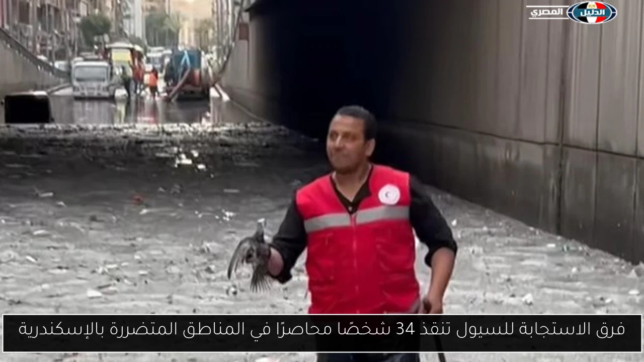 فرق الاستجابة للسيول تنقذ 34 شخصًا محاصرًا في المناطق المتضررة بالإسكندرية