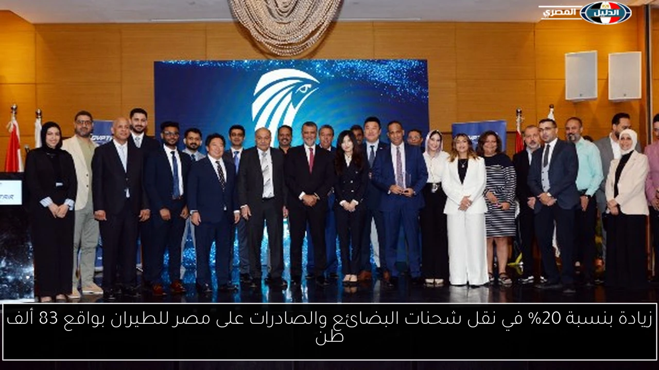 زيادة بنسبة 20% في نقل شحنات البضائع والصادرات على مصر للطيران بواقع 83 ألف طن