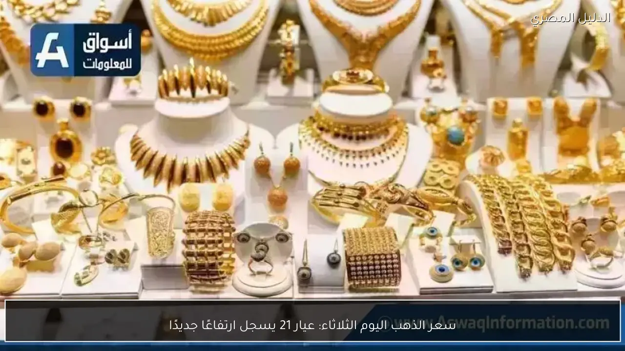 سعر الذهب اليوم الثلاثاء: عيار 21 يسجل ارتفاعًا جديدًا