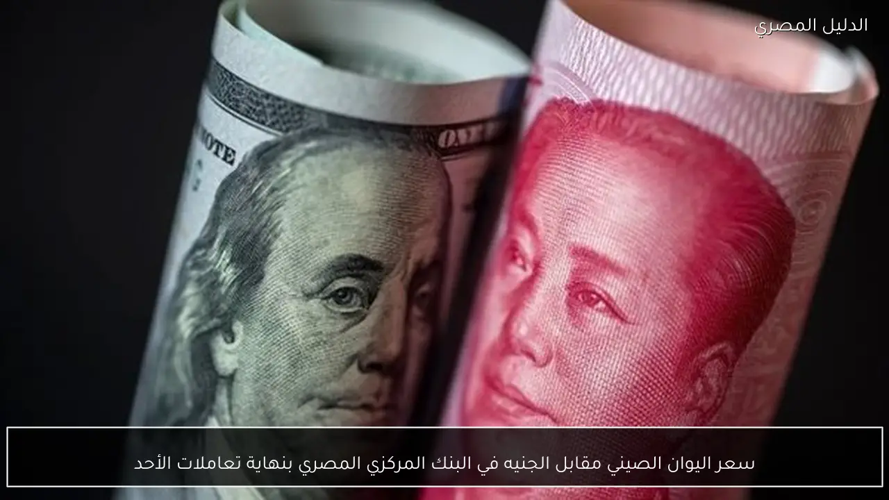 سعر اليوان الصيني مقابل الجنيه في البنك المركزي المصري بنهاية تعاملات الأحد