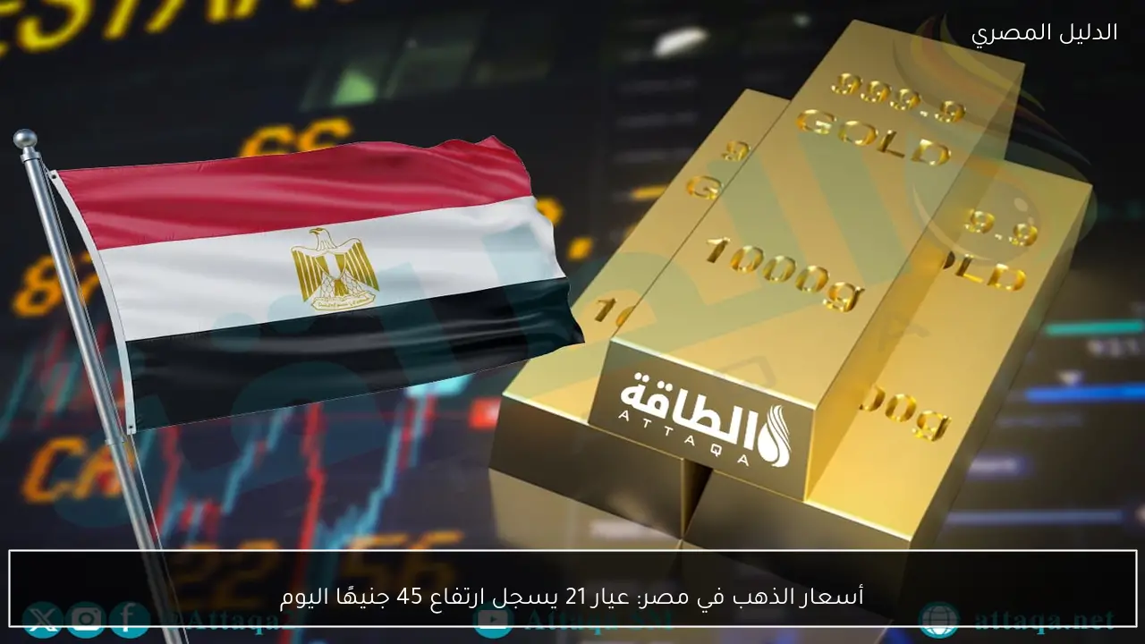أسعار الذهب في مصر: عيار 21 يسجل ارتفاع 45 جنيهًا اليوم