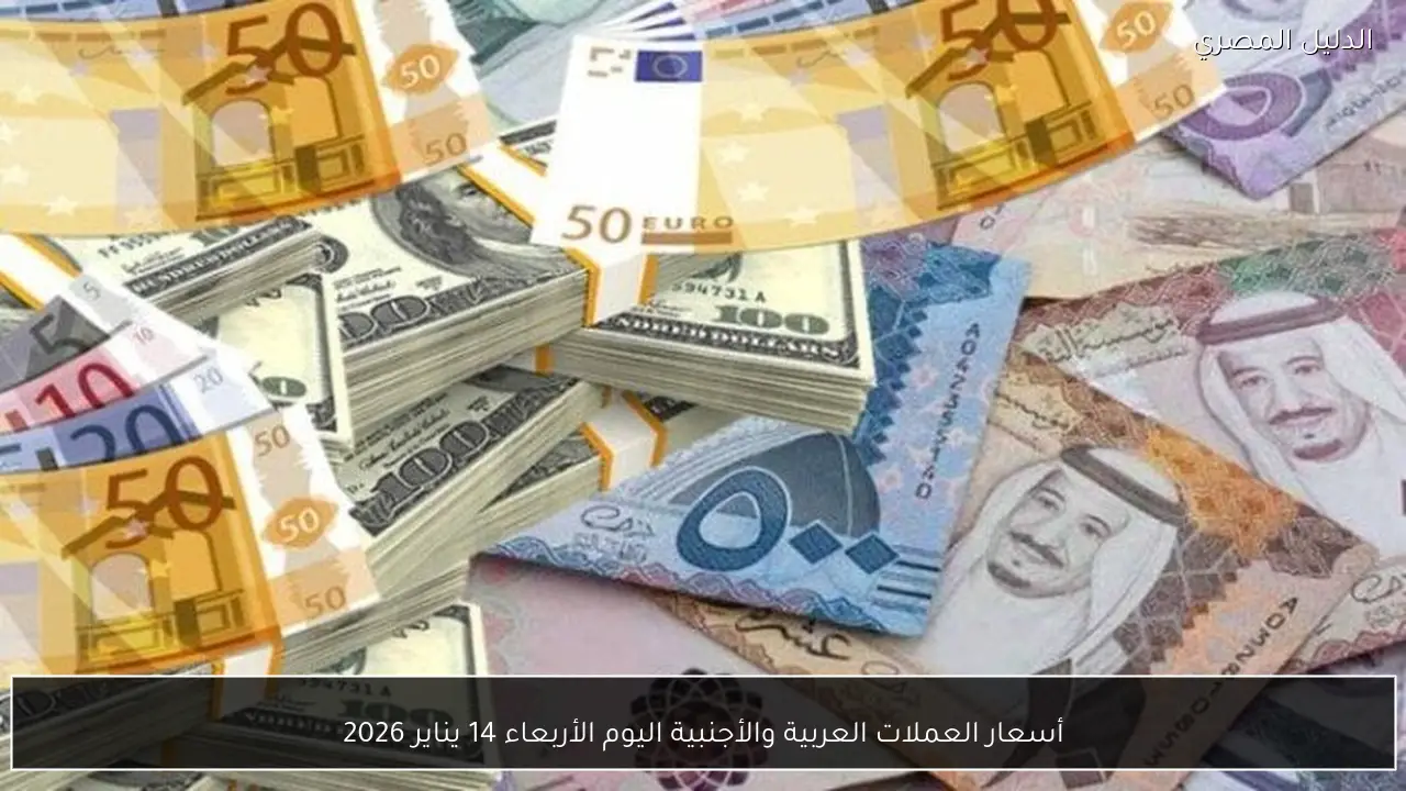 أسعار العملات العربية والأجنبية اليوم الأربعاء 14 يناير 2026