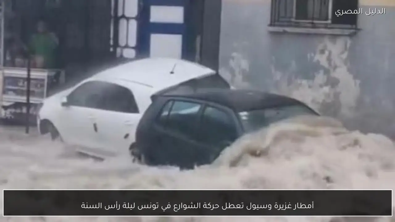 أمطار غزيرة وسيول تعطل حركة الشوارع في تونس ليلة رأس السنة