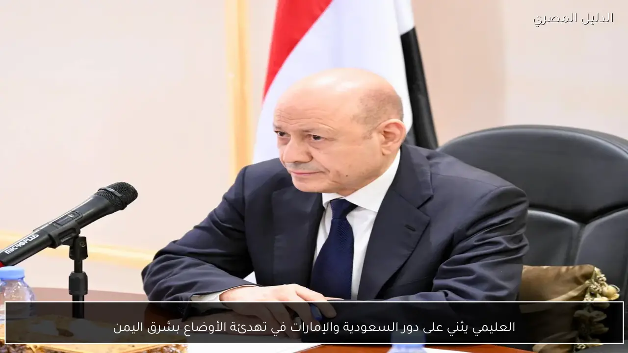 العليمي يثني على دور السعودية والإمارات في تهدئة الأوضاع بشرق اليمن