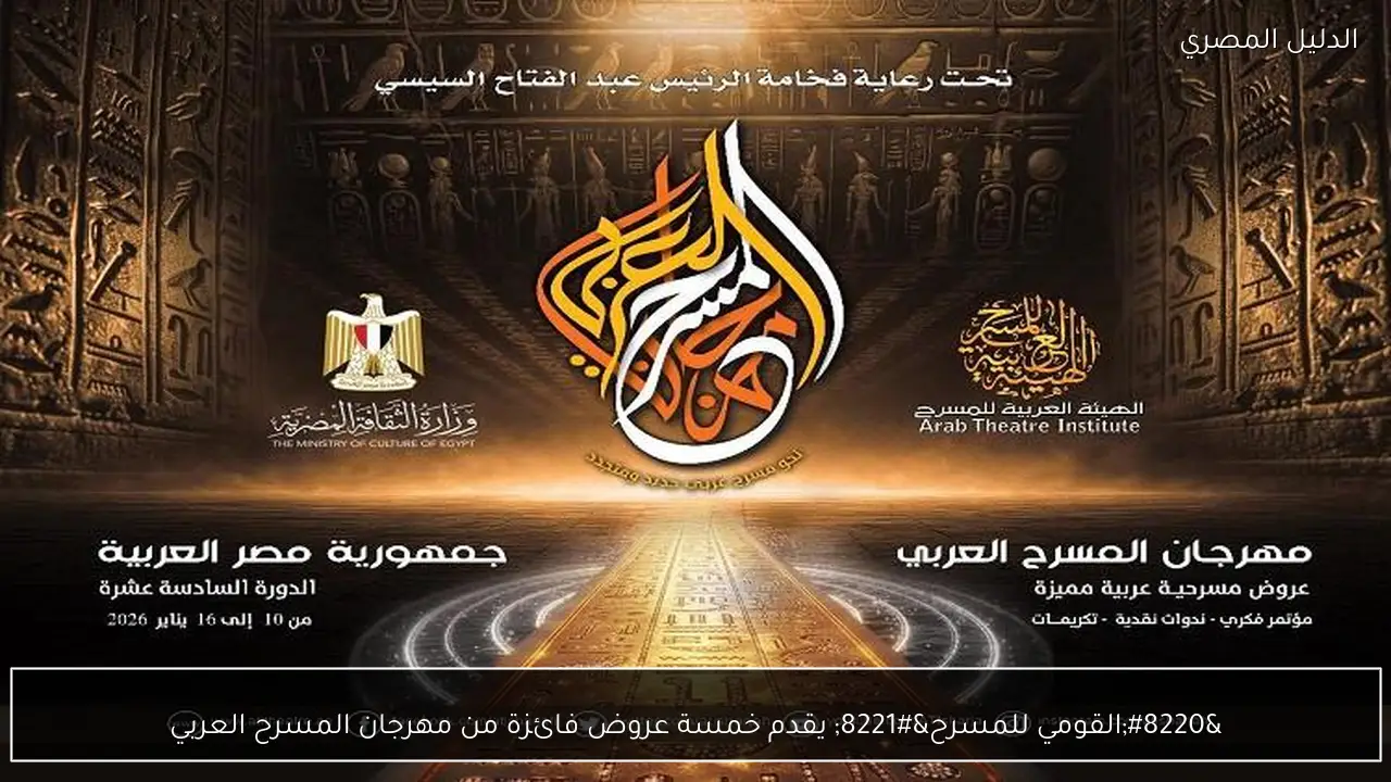 “القومي للمسرح” يقدم خمسة عروض فائزة من مهرجان المسرح العربي