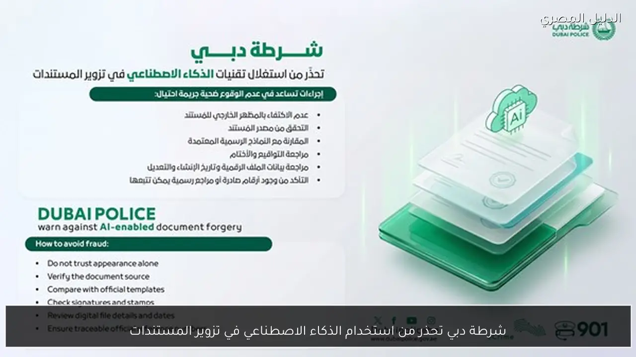 شرطة دبي تحذر من استخدام الذكاء الاصطناعي في تزوير المستندات